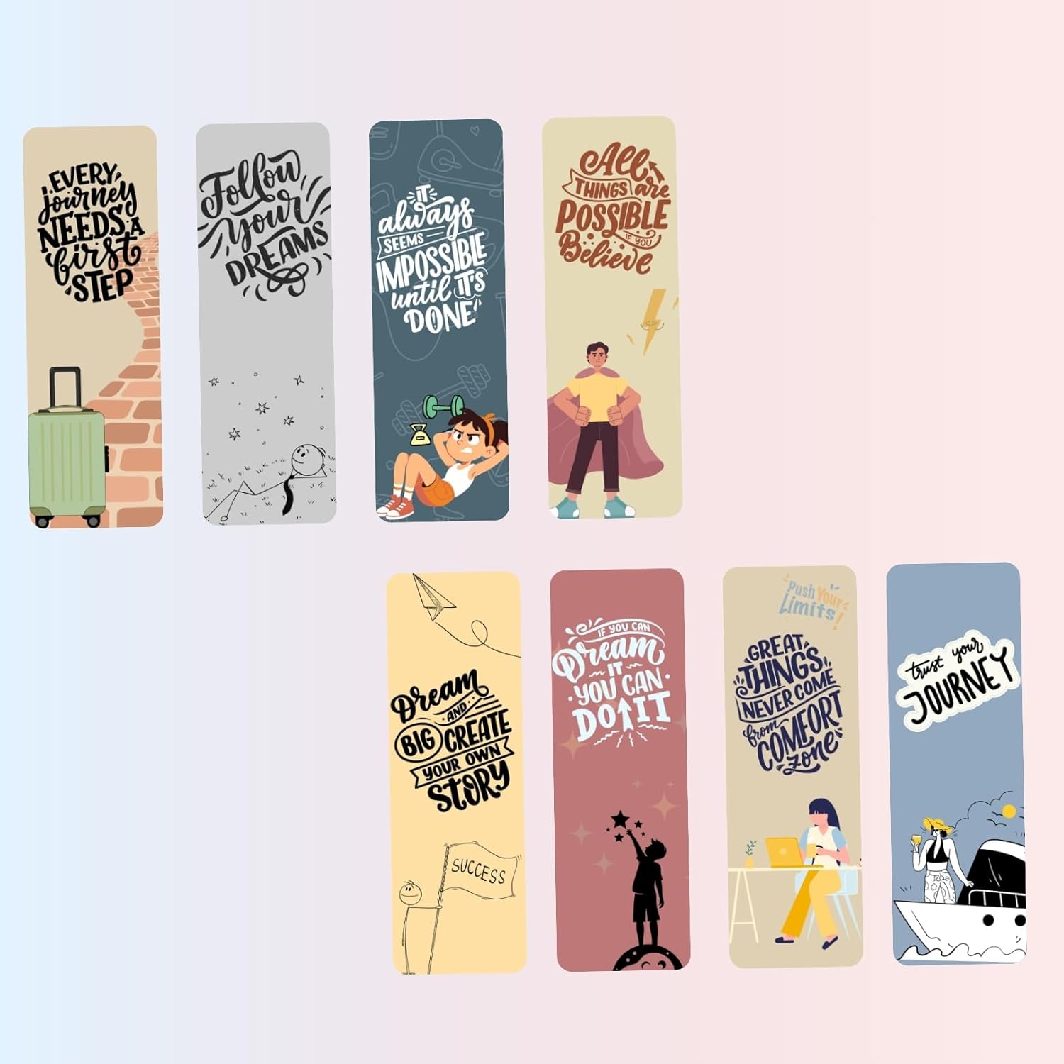 Book mark set(Dia & Tia - Elegant & Durable Themed Long Bookmarks Set | Nature, Fantasy, Motivational and Inspirational Quotes, and More | Perfect for Book Lovers, Students, and Gift Ideas (Motivational A, 24)) - Image 4