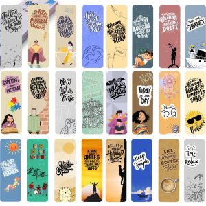 Book mark set(Dia & Tia - Elegant & Durable Themed Long Bookmarks Set | Nature, Fantasy, Motivational and Inspirational Quotes, and More | Perfect for Book Lovers, Students, and Gift Ideas (Motivational A, 24))